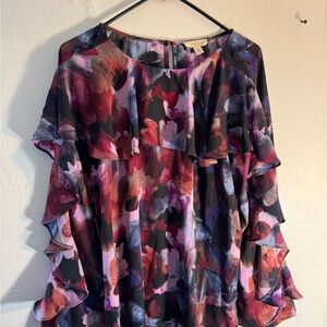 Cupio Purple and Black Ruffled Blouse
